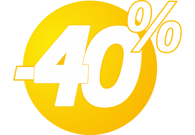 Autocollant Soldes 40% Bulles Jaunes