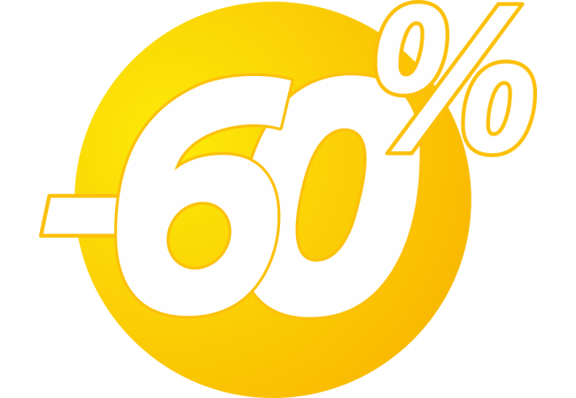 Autocollant Soldes 60% Bulles Jaunes