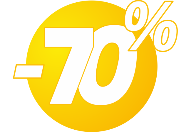 Autocollant Soldes 70% Bulles Jaunes