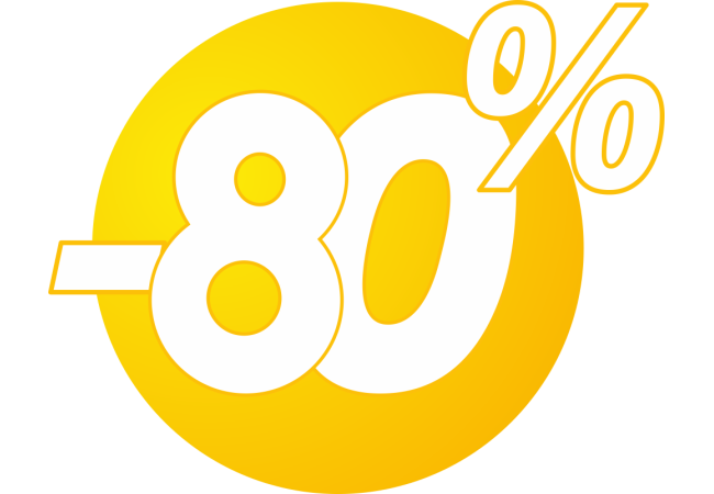 Autocollant Soldes 80% Bulles Jaunes