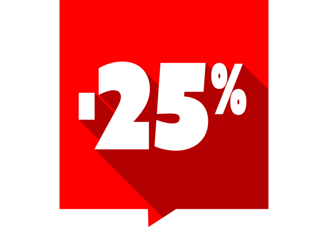 Autocollant Soldes -25% Carré Rouge