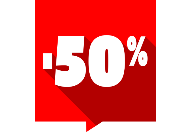 Autocollant Soldes -50% Carré Rouge 1