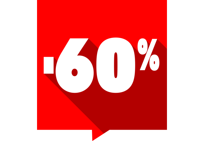 Autocollant Soldes -60% Carré Rouge 1