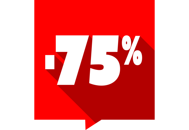 Autocollant Soldes -75% Carré Rouge