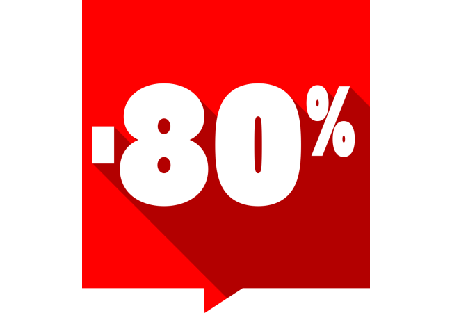 Autocollant Soldes -80% Carré Rouge 1