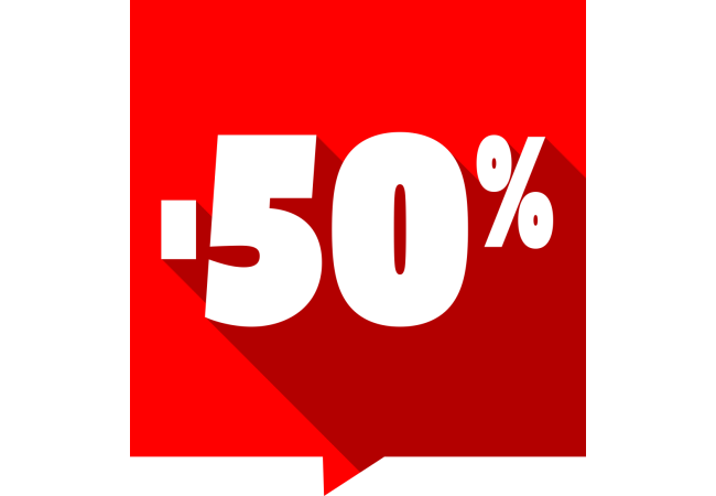 Autocollant Soldes -50% Carré Couleurs