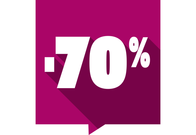 Autocollant Soldes -70% Carré Couleurs