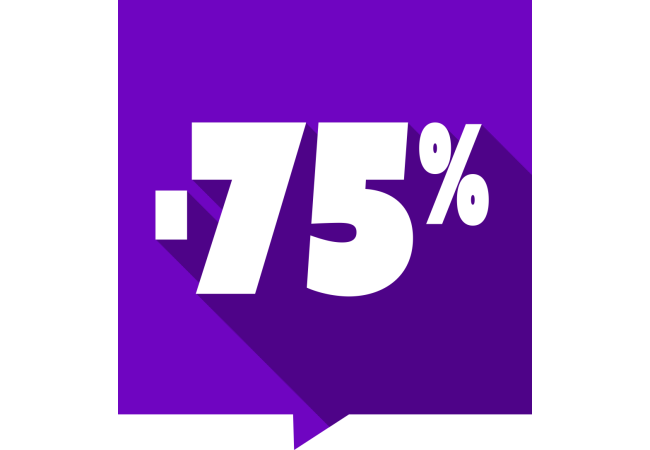 Autocollant Soldes -75% Carré Couleurs