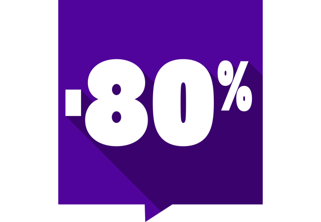 Autocollant Soldes -80% Carré Couleurs