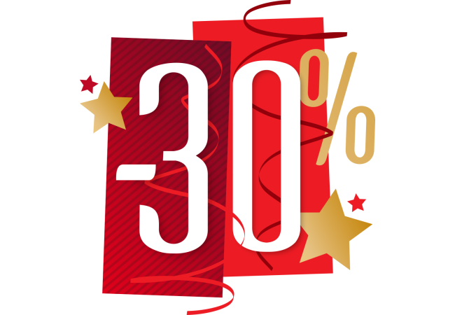 Autocollant Soldes Fêtes -30%