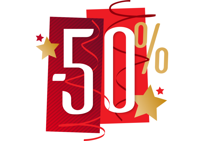 Autocollant Soldes Fêtes -50%
