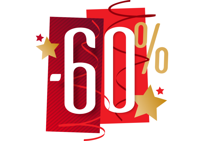 Autocollant Soldes Fêtes -60%