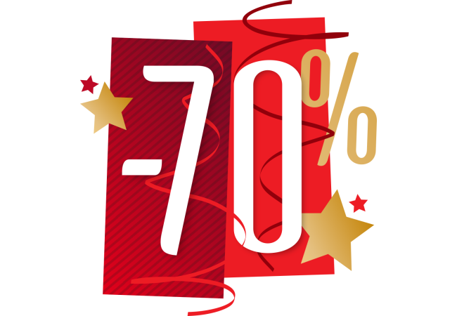 Autocollant Soldes Fêtes -70%