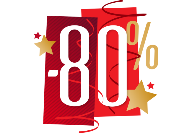 Autocollant Soldes Fêtes -80%
