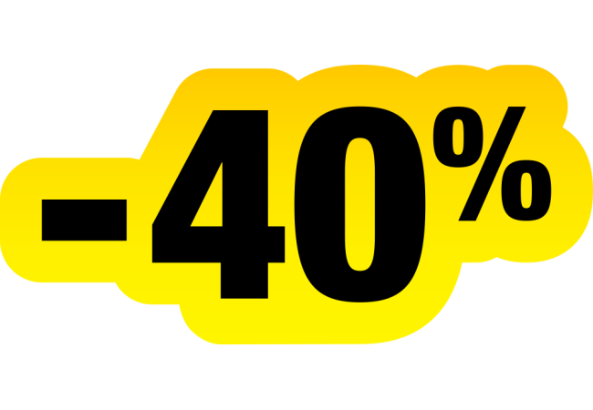 Autocollant Soldes Jaunes Et Noir -40%