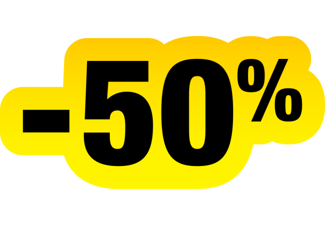 Autocollant Soldes Jaunes Et Noir -50%