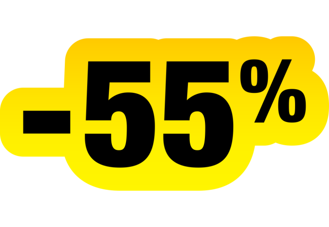 Autocollant Soldes Jaunes Et Noir -55%