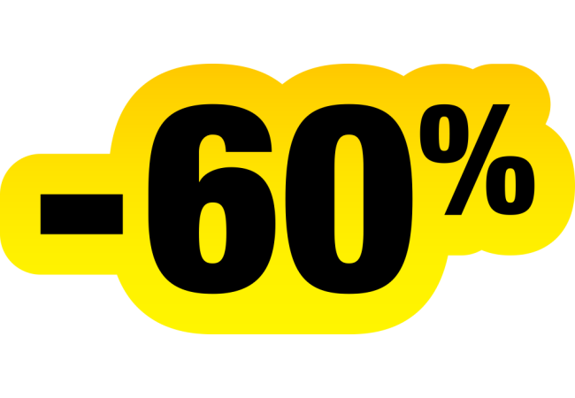 Autocollant Soldes Jaunes Et Noir -60%