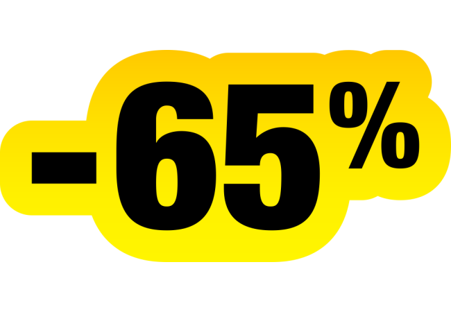 Autocollant Soldes Jaunes Et Noir -65%