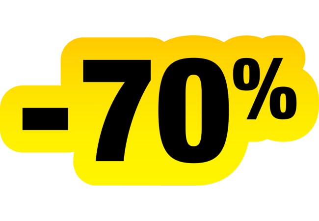 Autocollant Soldes Jaunes Et Noir -70%