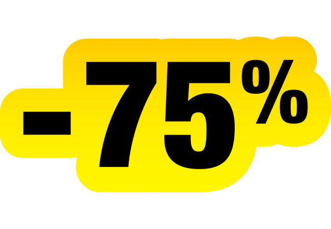 Autocollant Soldes Jaunes Et Noir -75%