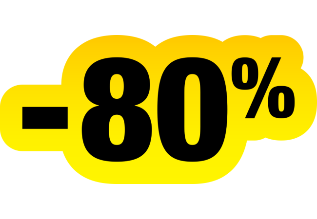 Autocollant Soldes Jaunes Et Noir -80%