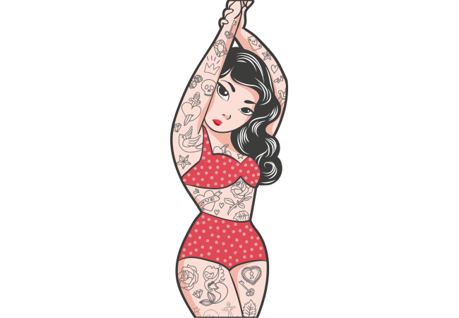 Autocollant Pin Up Tatouage