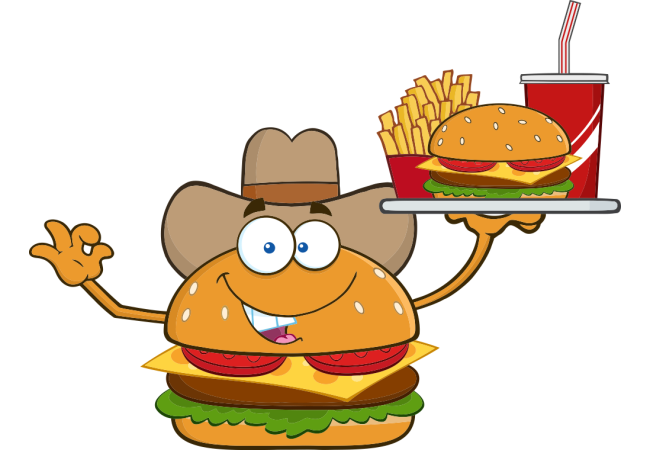 Autocollant Fast Food Hamburger Mascotte 2
