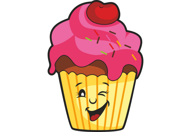 Autocollant Pâtisserie Cupcake Smiley 2