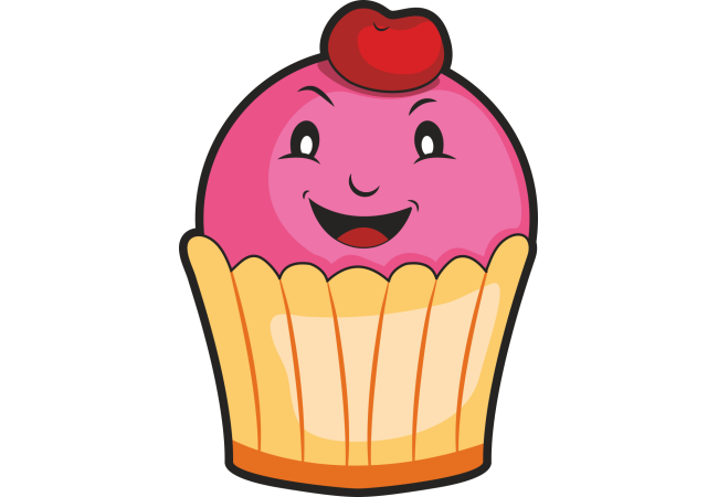 Autocollant Pâtisserie Cupcake Smiley 3