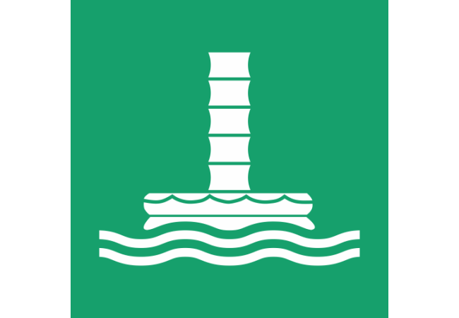 E055 - ISO 7010 - Panneau Toboggan couvert d’évacuation marine