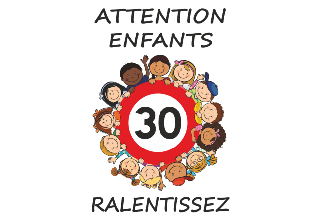 Panneau Attention enfants ralentissez