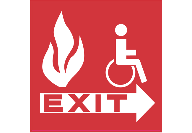 Autocollant Indication Incendie Sortie De Secours Handicapé