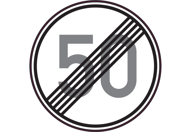 Autocollant Indication Fin Limitation Vitesse 50km/h