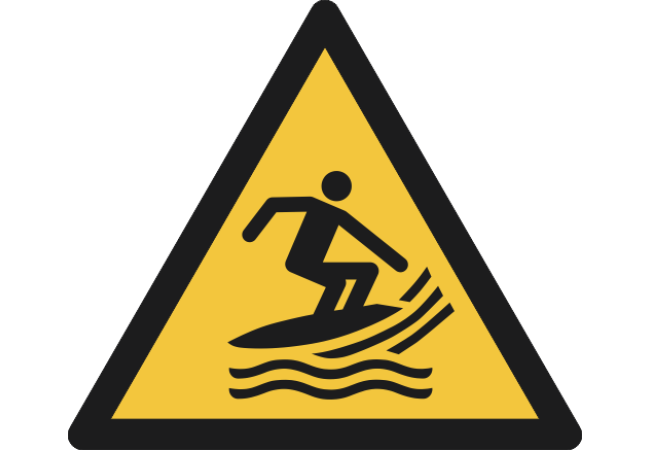 W046- ISO 7010 - Panneau Danger, Zone de pratique du surf