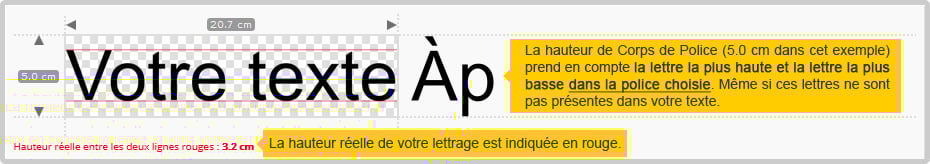 Lettrage adhésif - Hauteur Corps de police